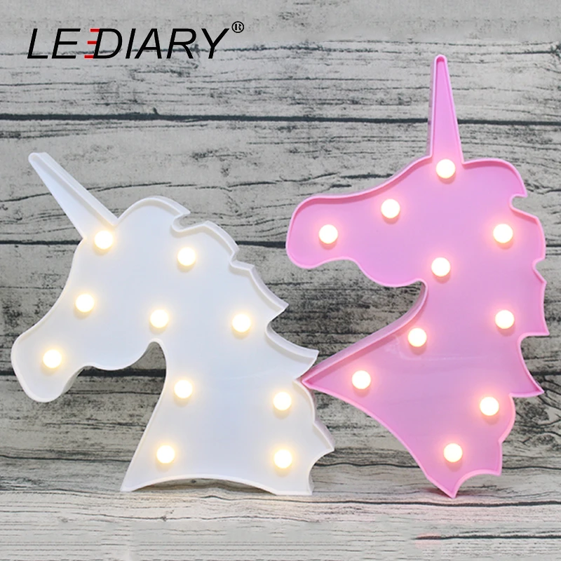 Beste LEDIARY Romantische Marquee Teken nachtlampje Eenhoorn Wit Roze Paard Decoratie Bedlampje Dot LED Geschenken Voor Kids Party Bruiloft