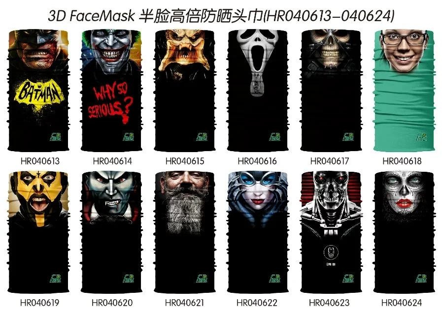 3D бесшовная бандана, походная маска на Хэллоуин, маска для лица, Джокеры, яд, Дэдпул, повязка на голову, баффы для шеи, Охотничья зимняя Балаклава для сноубординга