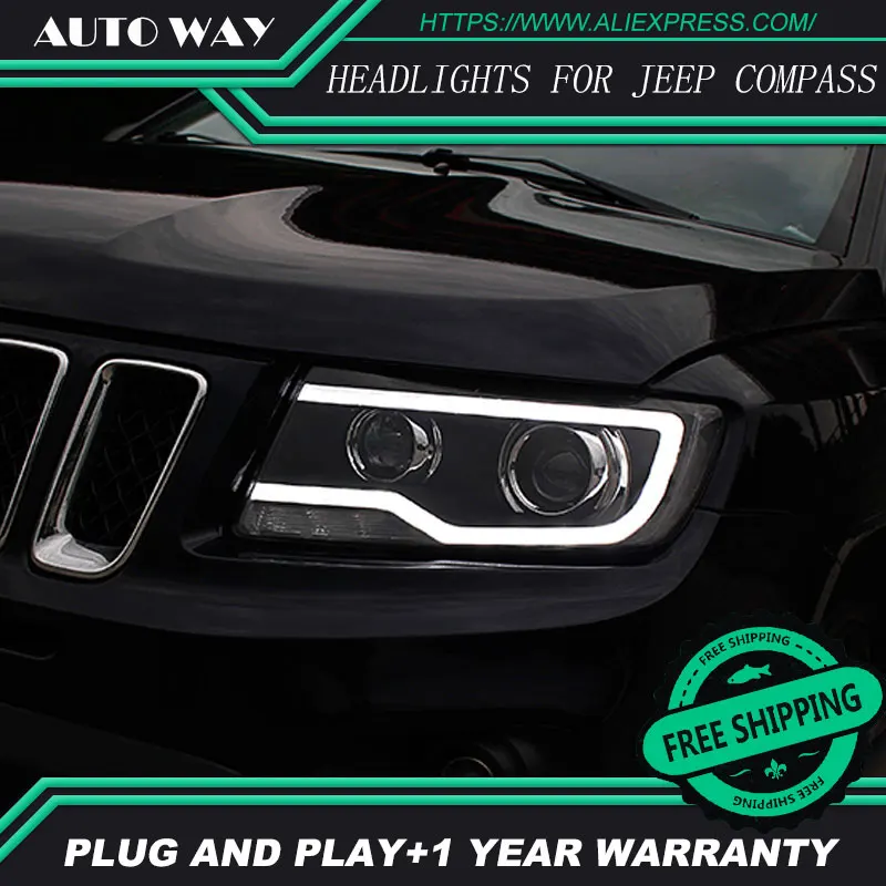  Car Styling Head Lamp for Jeep Compass Headlights Compass 2011-2017 LED Headlight H7 D2H Hid Option - 32847482423