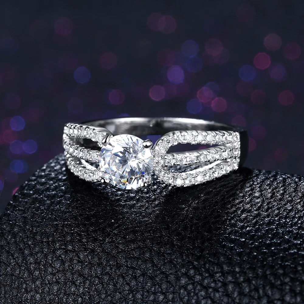 Solid 925 Sterling Silver Wedding Ring Luxurious Design Female Fashion Jewelry Cubic Zirconia Rings For Women(JewelOra RI102645)