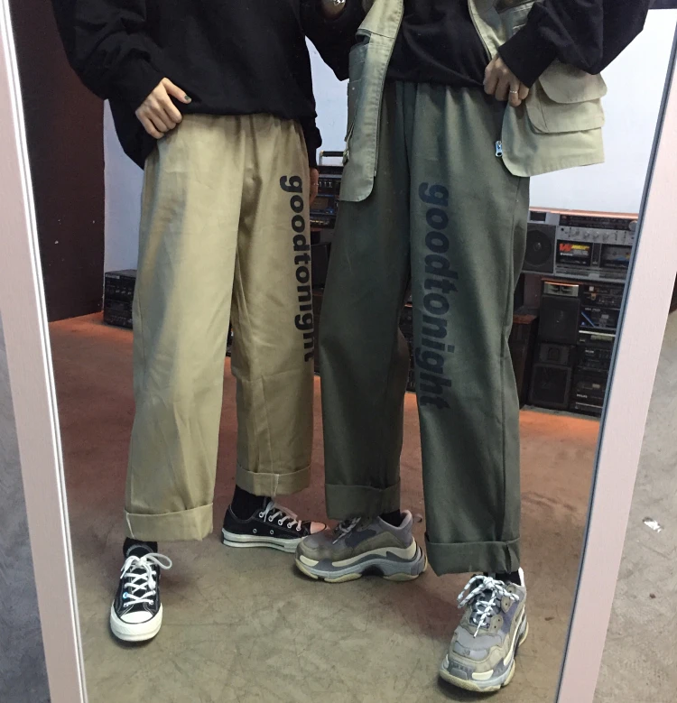 Fashion Casual Men's Wide Leg Pants Spring And Autumn M-XL Letters Loose Harem Pants Tricolor Personality Youth Popular