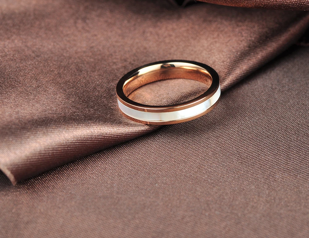 Lokaer, простой дизайн, розовое золото, прозрачные стразы, титановая стальная оболочка, свадебные кольца для женщин, обручальные подарки, Bague Femme