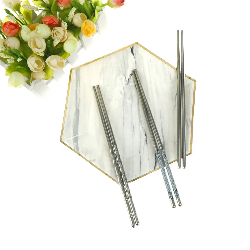 1Pair Blue And White Stainless Steel Chopsticks Chinese Stylish Porcelain Design High Quality 22cm