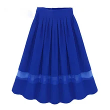 Летняя женская одежда с высокой талией плиссированные трапециевидные винтажные Повседневные Вечерние Лоскутные юбки размера плюс шифоновые Юбки миди в сеточку