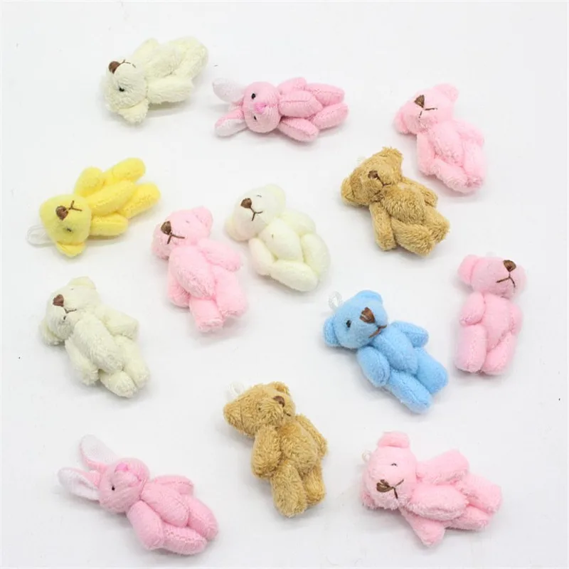 Mini Jointed Bear Plush Toys 3.5cm Cute Joint Teddy Bear Dolls DIY Wedding Party Decor 50pcslot  (9)