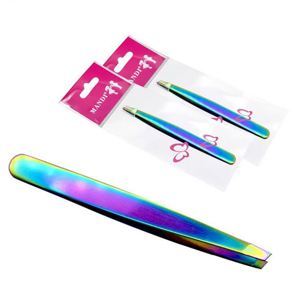 3pcs Oblique Mouth Trimming Eyebrows Eyelash Face Hair Removal Stainless Steel Colorful Eyebrow