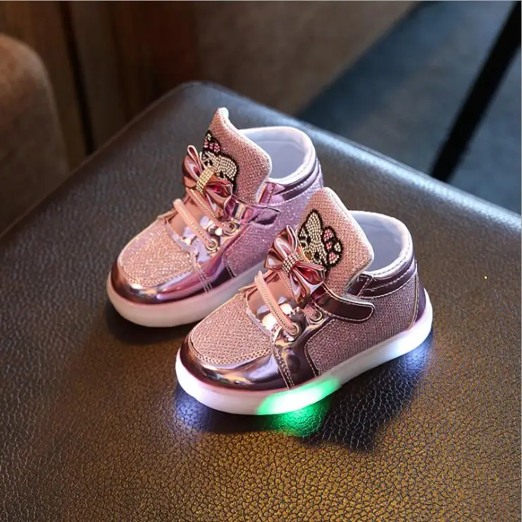 2018 новые детские кроссовки на весну, осень и зиму, детская обувь, Chaussure Enfant, hello kitty, обувь для девочек со светодио дный