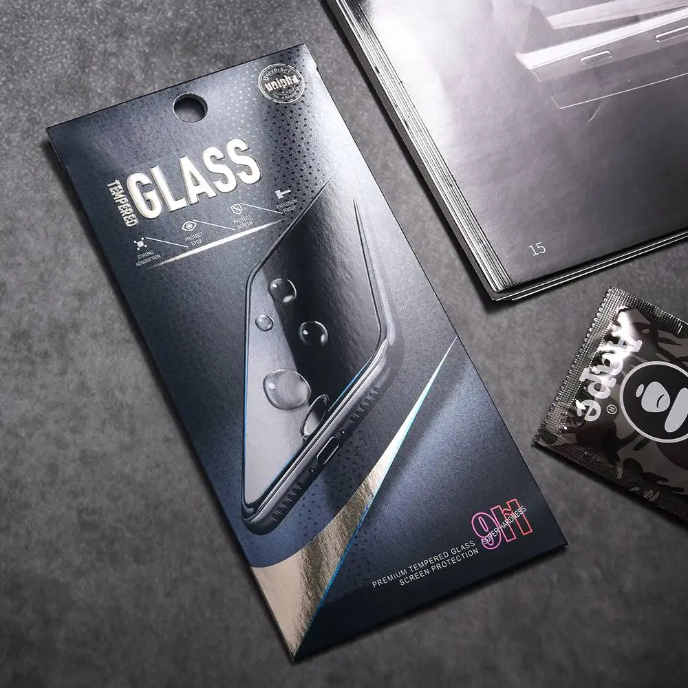 TOMKAS Universal Retail Packaging Paper Wooden Box Package Mobile Phone Tempered Glass Film Screen Protectors Protective Glass