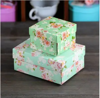 

50PCS Korean Green Floral plate Mori box candy boxes DIY handmade soap commodity jewelry box