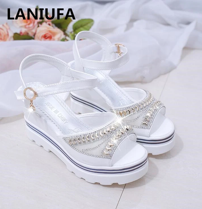 

Fashion wedge female sandals women sandals fish mouth buckle flat bottom platform thick bottom wedge high heels women shoes #888