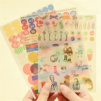 

18 Sheets Adhesive Paper PET Sticker DIY Diary Craft Scrapbook Decor Animal Flower Stationery Decal Cute Stationery Papelaria