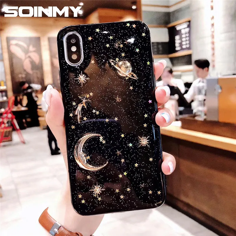 

3D unique shining space star phone case for iphone Xs Max Xr Clear soft tpu back cover for iphone 6 6s 7 8 plus X 10 coque funda