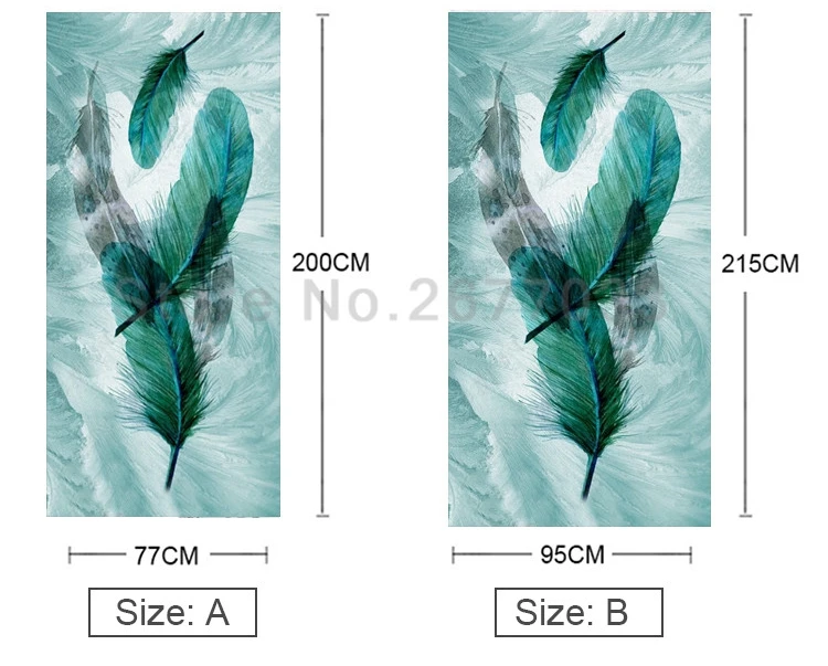 2 шт./компл. красивое Голубое перо Арт Декор для дома с возможностью креативного самостоятельного выбора между 3D двери наклейки прекрасно подходят для стены дома номер двери Декор Переводные расписные картинки