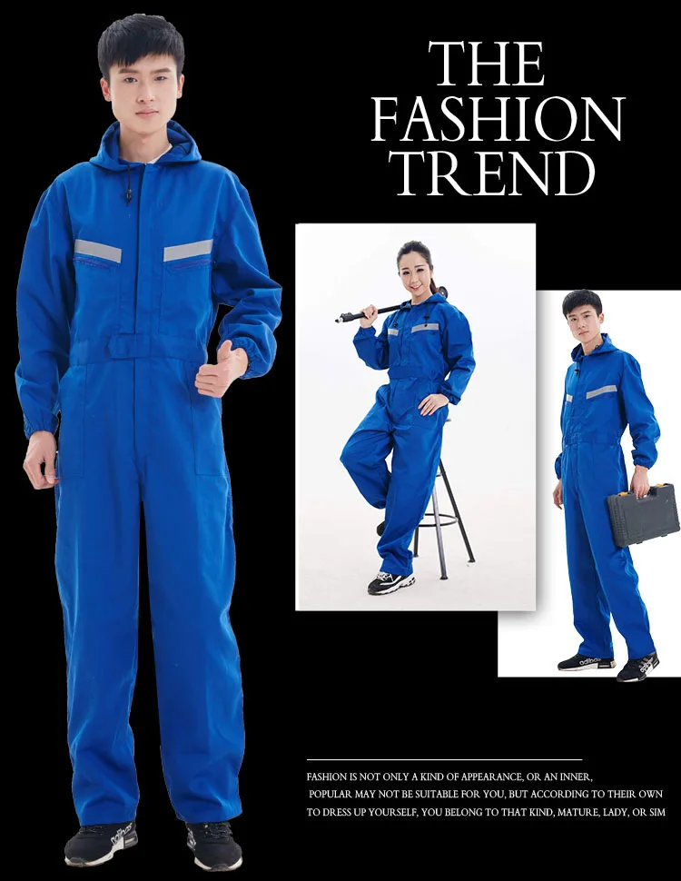 CCGK Work Clothing Hooded Overalls Men Women Long Sleeve Coveralls Reflective Stripe Repairman Machine Welding Worker Uniforms (6)