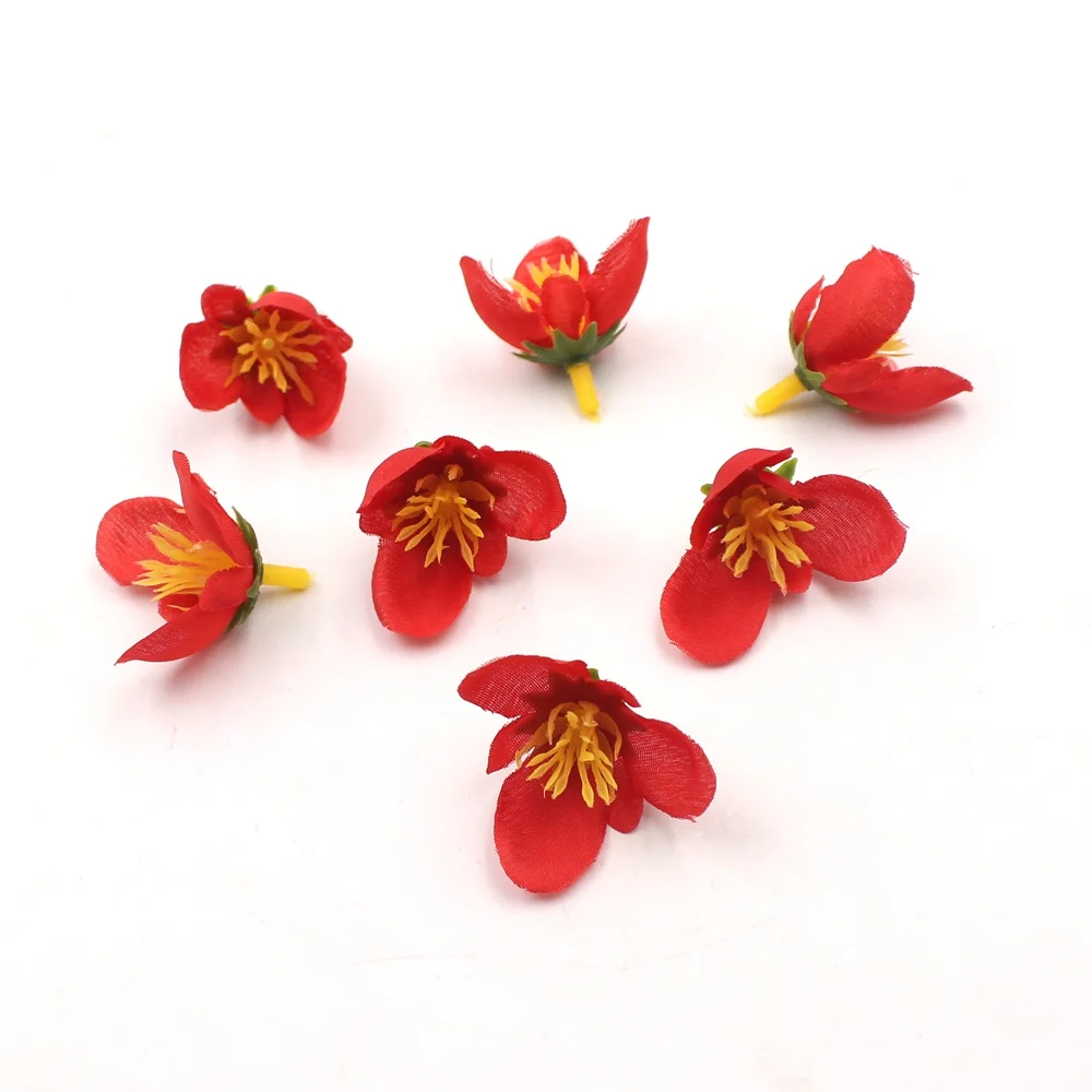 10pcs Triangle Plum Artificial Flowers For Wedding Home Decoration Wreath Cloth Apparel Sewing Needlework Art DIY Mariage Craft 10pcs Triangle Plum Artificial Flowers For Wedding Home Decoration Wreath Cloth Apparel Sewing Needlework Art DIY Mariage Craft