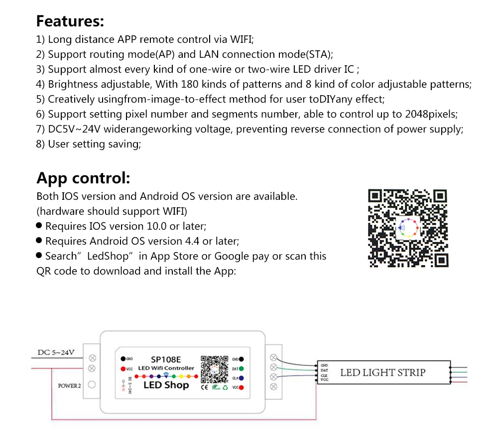 SP105E SP108E волшебный контроллер Bluetooth 4,0 DC5-24V 2048 пикселей для WS2811 2812 2801 6803 IC Светодиодная лента Поддержка IOS/Android APP