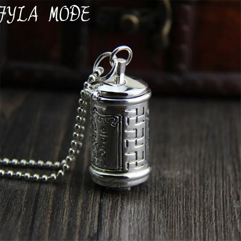 

Sterling Silver S925 Silver Pendant Gawu Box Wholesale Silver Antique Style Shurangama mantra Can Open Style 44.6*21.8MM 36.5G
