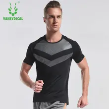 Vansydical, мужские компрессионные рубашки для спортзала, Колготки с коротким рукавом, быстросохнущие эластичные футболки для фитнеса, тренировок, бега, спортивные футболки, топы