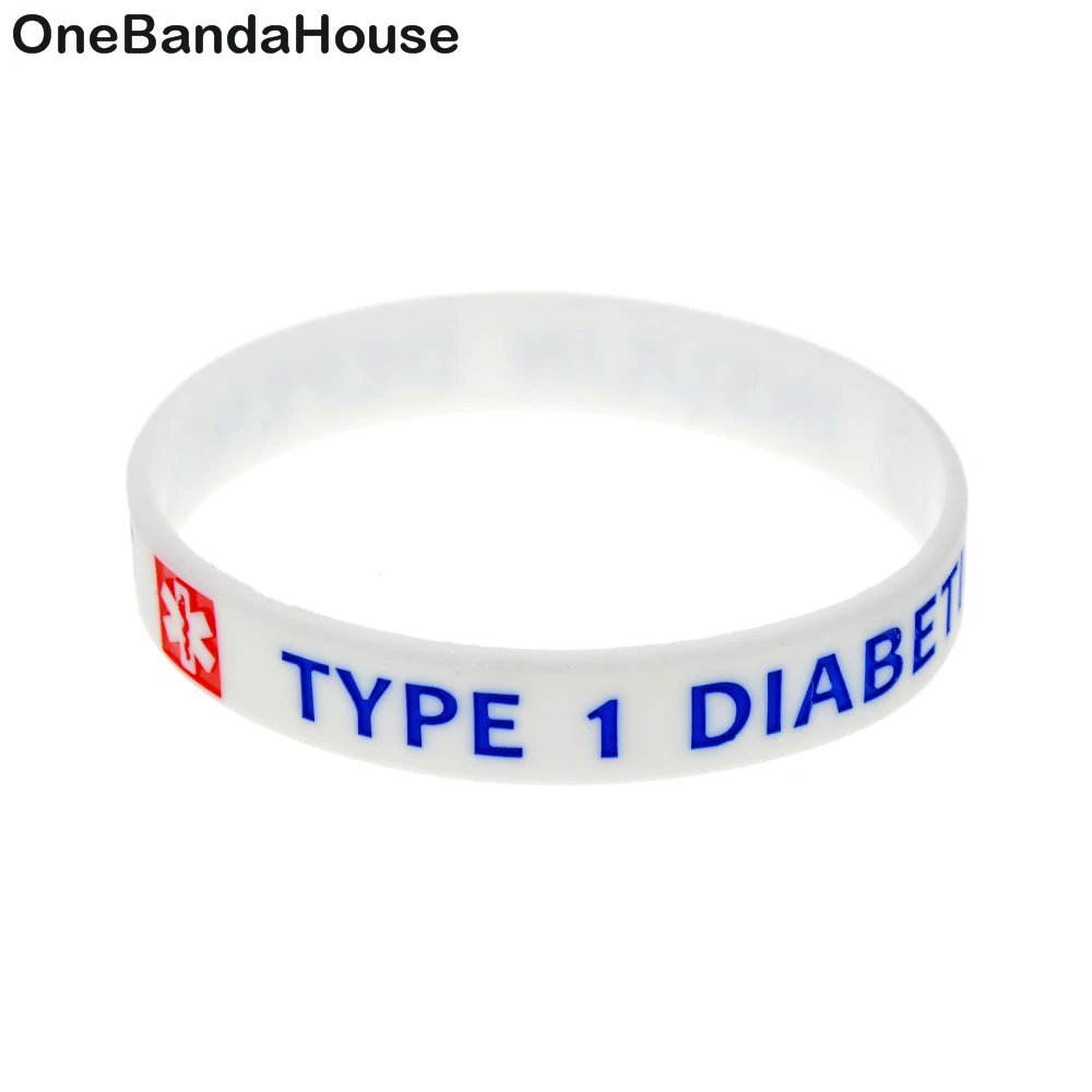 OneBandaHouse 1 шт. тип 1 диабетический Силиконовый браслет с медицинского символа украшения браслет белый