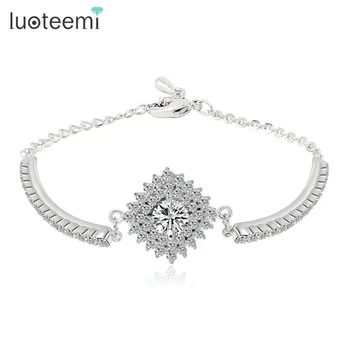

LUOTEEMI Hot Sell FashionEight Heart Eight Arrows Cut AAA Cubic Zircon Bracelet with Tiny CZ Cluster for Women Girls