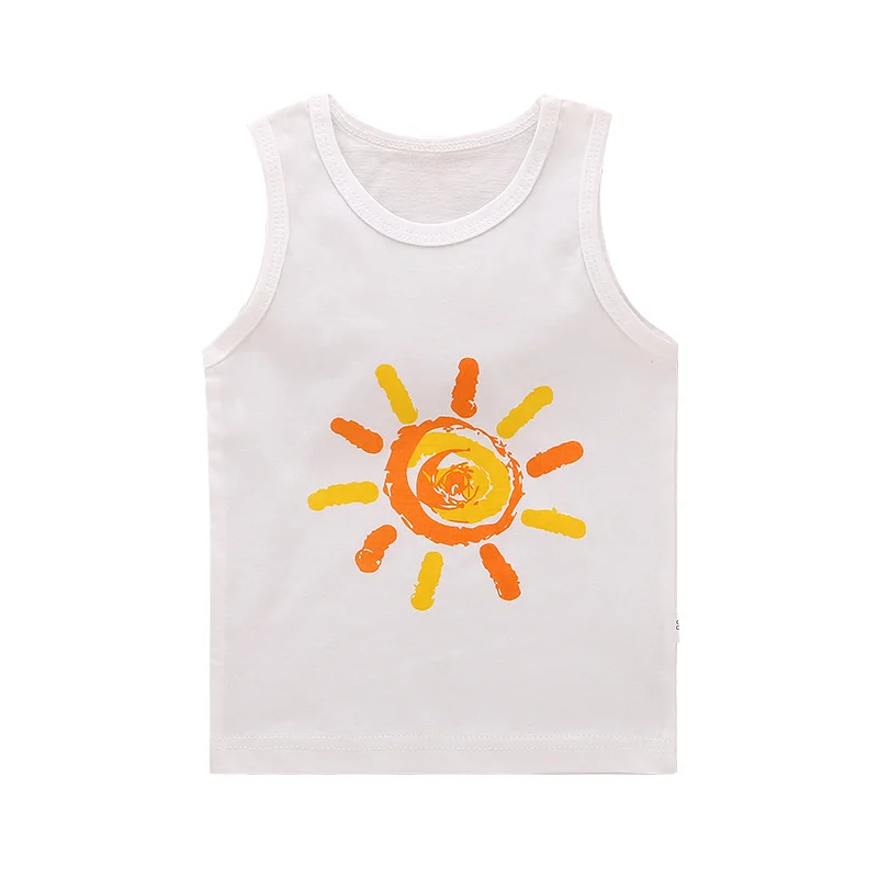 2 PCSLot Cartoon Baby Kids T-Shirt Sleeveless Print T-shirt For Boys Girls Children Clothing Fashion Boys Tops Girls Clothing (2)