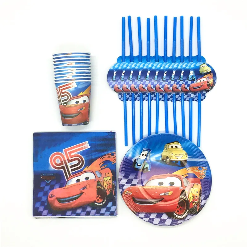 

Disney Lightning McQueen Cars Theme 50Pcs/Lot Design Tableware Children Birthday Party Decoration For Event & Party Supplies