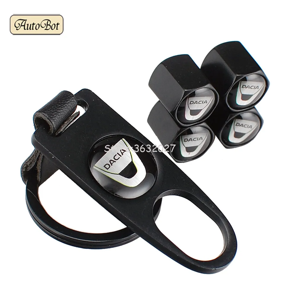 

Car-Styling Wheel Tire Valve Stems Caps Cover With Keychain For DACIA Logo Logan 2 MCV Sandero Stepway Duster Lodgy Dokker