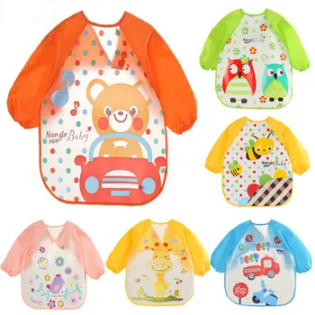 

Cute Baby Board Waterproof Long Mouw Short Child Feed Kiel Bib Snoring Clothing Soft Food Child Baby Bavoir Clothing