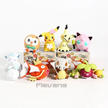 

Anime Cartoon Monsters Hoothoot Mimikyu Vulpix Jigglypuff Cubone Magikarp Bounsweet PVC Figures Toys 8pcs/set