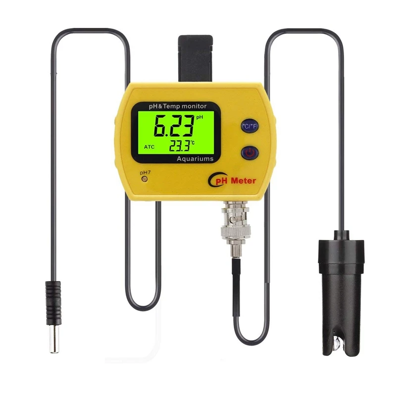 

EU Plug PH Monitor, Digital pH Thermometer Temperature Monitor with Replaceable BNC pH Probe