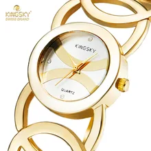 Women Watches Famous Kingsky Top Luxury Brand Quartz-Watch Gold Fashion Design Bracelet Wrist Watch Relojes Mujer 2016 Gift