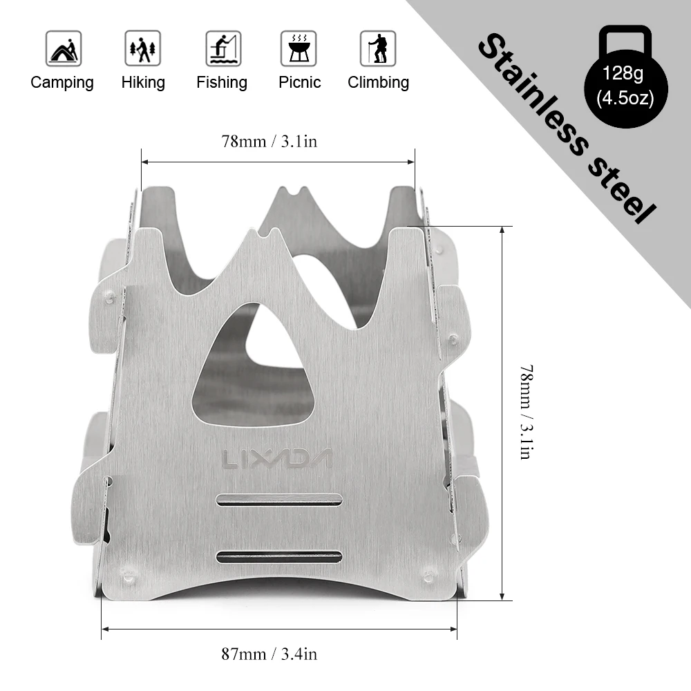 Lixada напольная плита, складная мини-плита, походная дровяная плита, портативная легкая альпинистская карманная конфорка для пикника, дровяная печь