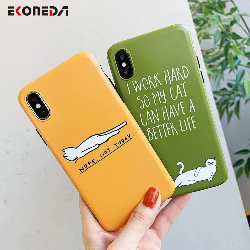 

EKONEDA Funny Lazy Cats Patterned Case For iPhone XS Max Soft Matte Silicone Phone Case TPU Cover For iPhone 6 6S 7 8 Plus XR