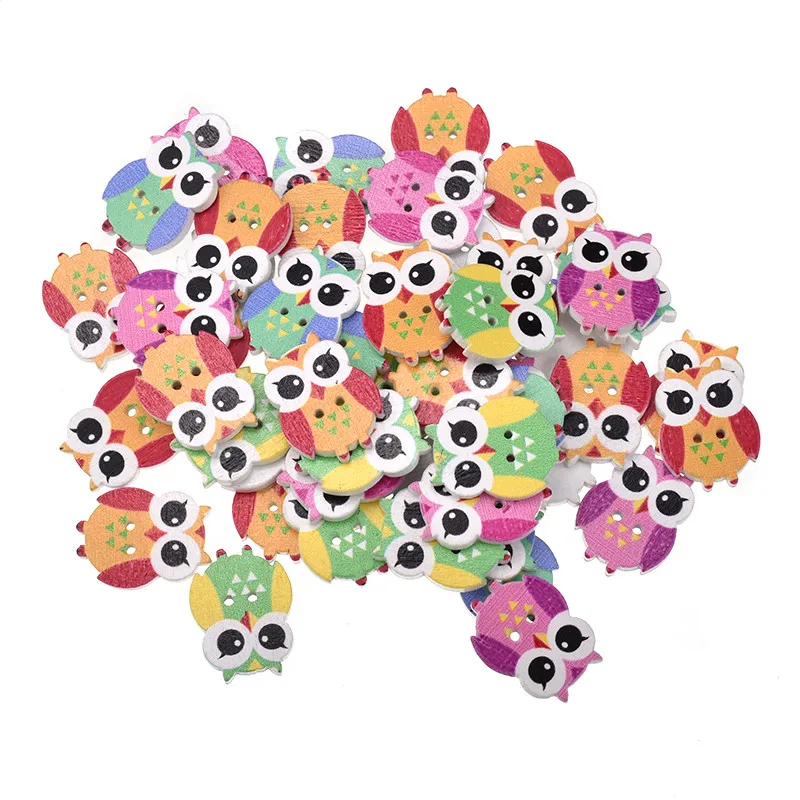 50pc-Owl-Shaped-Wooden-Buttons-Mixed-Color-2-Holes-Sewing-Crafting-Scrapbooking-Flatback-Buttons-For-Women