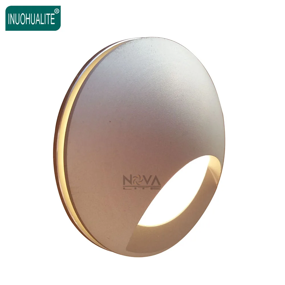 

4pcs AC100 to AC240V Input Diffused Step Light, LED Frosted Acrylic Recessed Wall Lamp Stair Lighting 1W 3W