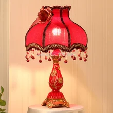 Красная смола, модные роскошные лампы, настольная лампа для спальни, abajur, для украшения дома, романтическая красная 220 В