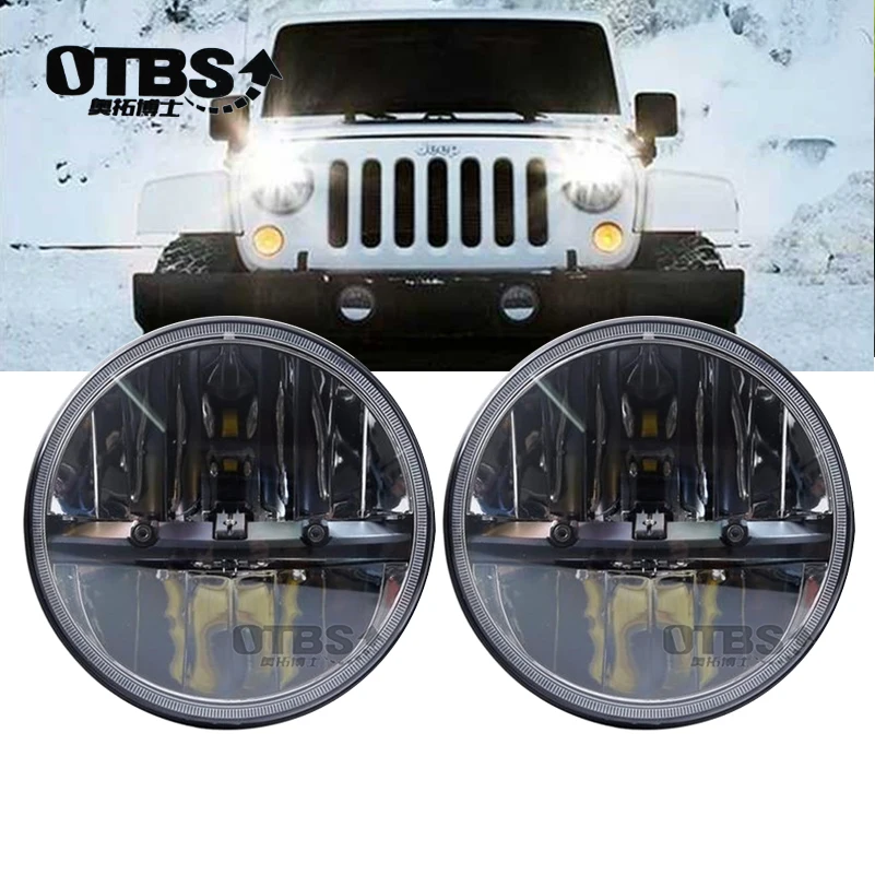 

OTBS 1 Pair 7" Inch Round LED Headlights High/Low Beam For Jeep Wrangler CJ JK TJ 97-2016 Motorcycle Offroad Vehicles
