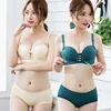 One-piece checked pull-rope underwear suit Massage palm cup Comfortable gathering Ring-free bra suit for girls bra push up 85C ► Photo 3/6
