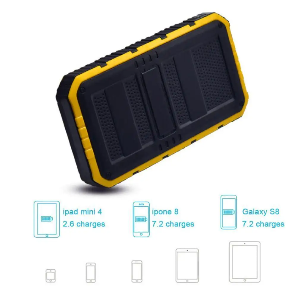 New Power Bank 20000mAh Solar Powerbank Extreme MobilePhone Pack Dual USB LED External Battery Pack for iPhone Xiaomi Samsung