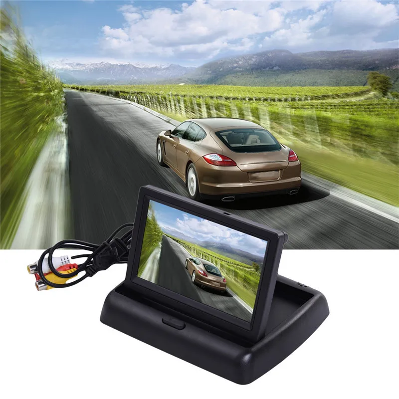 

4.3" inch Foldable TFT Color LCD Car Monitor Mirror Reverse Rearvie Car Security Monitor for Camera DVD VCR