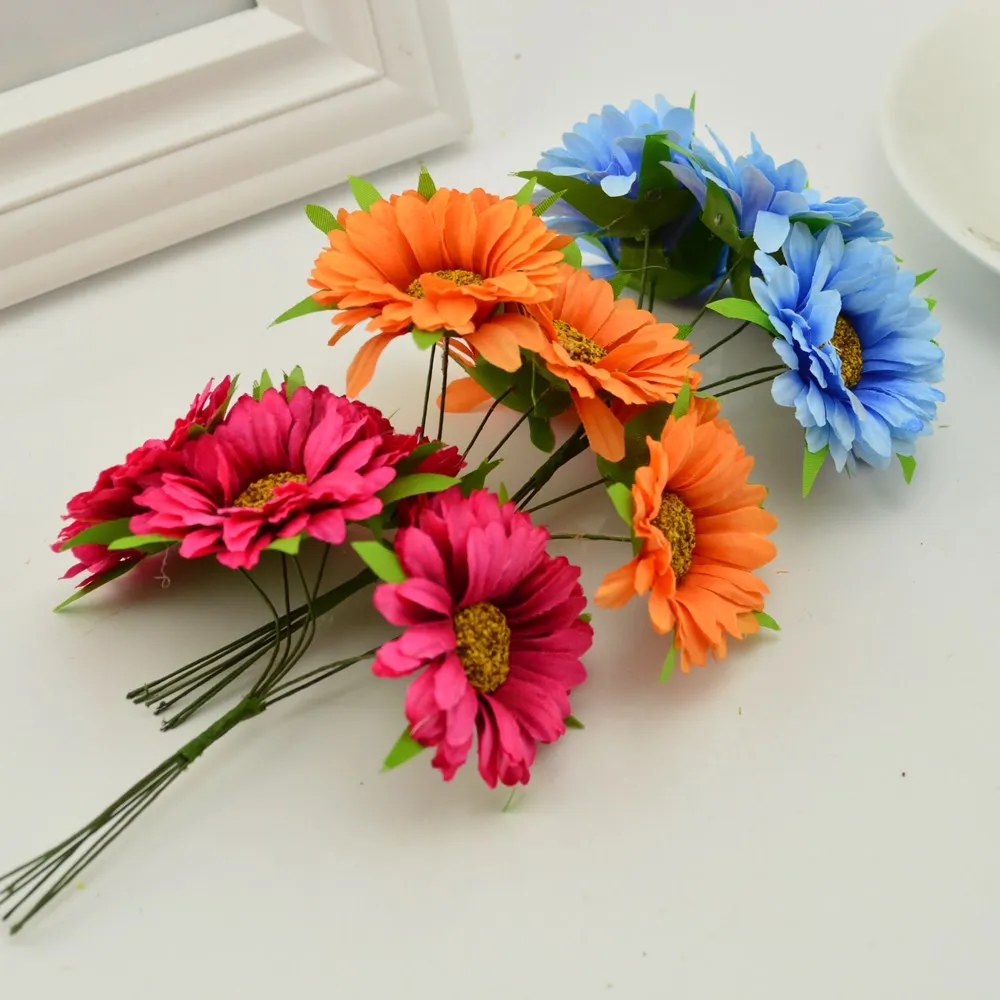 Artificial Flowers 6Pcs artificial plants artificial flowers artificial flower artificial flower bouquet Handmade Gerbera Fashion Home Garden Bride DIY Gift Wreath Material Wedding Banquet Decoration Christmas