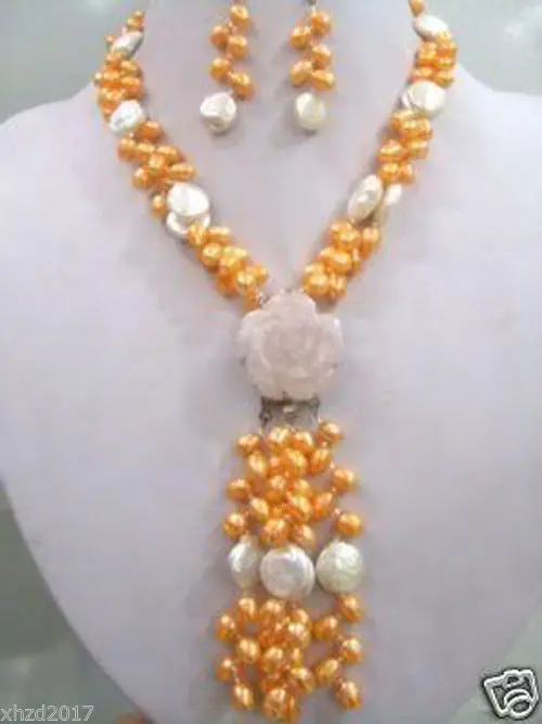 

Free shipping@@@@@ Beautiful Set Jewelry jade clasp Freshwater pearl earring necklace