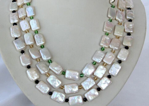

Miss charm Jew1330 stunning 3rows big 18mm baroque white freshwater cultured pearl necklace
