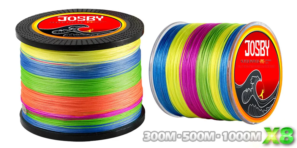 JOSBY 300 м 500 м 1000 м 4 нити 8 нитей многоцветная ПЭ плетеная проволока многофиламентная супер сильная леска 4 вида цветов 10-80 фунтов
