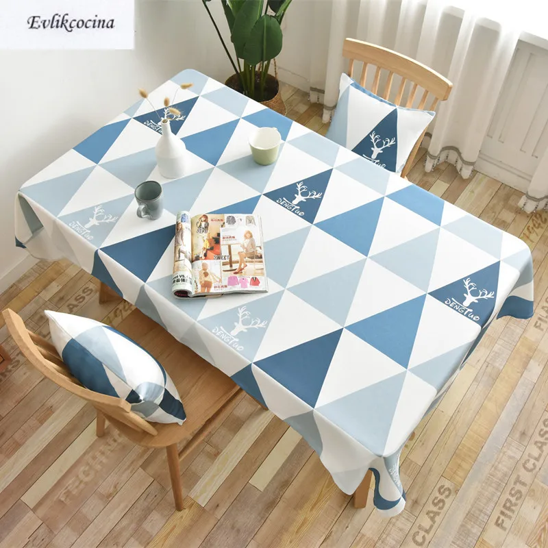 

Free Shipping Blue Triangels Tablecloth Cover Tafel Hoes Nappe Impermeable De Dining Table Cover Kitchen Home Decor Mantel Mesa