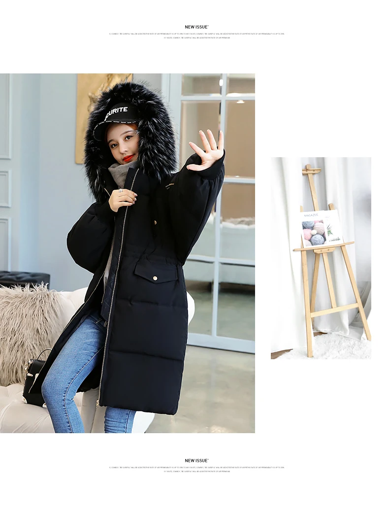 Brieuces 2018 Новая модная женская зимняя куртка с меховым воротником теплая с капюшоном женская зимняя куртка длинная парка верхняя одежда