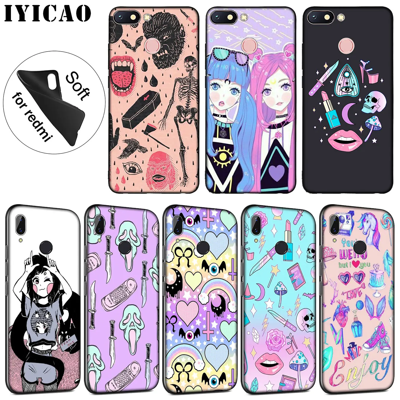 Мягкий силиконовый чехол для телефона IYICAO Girly Pastel Witch Goth Xiaomi Redmi K30 K20 8A 7A 6A 5A S2 GO Note 8