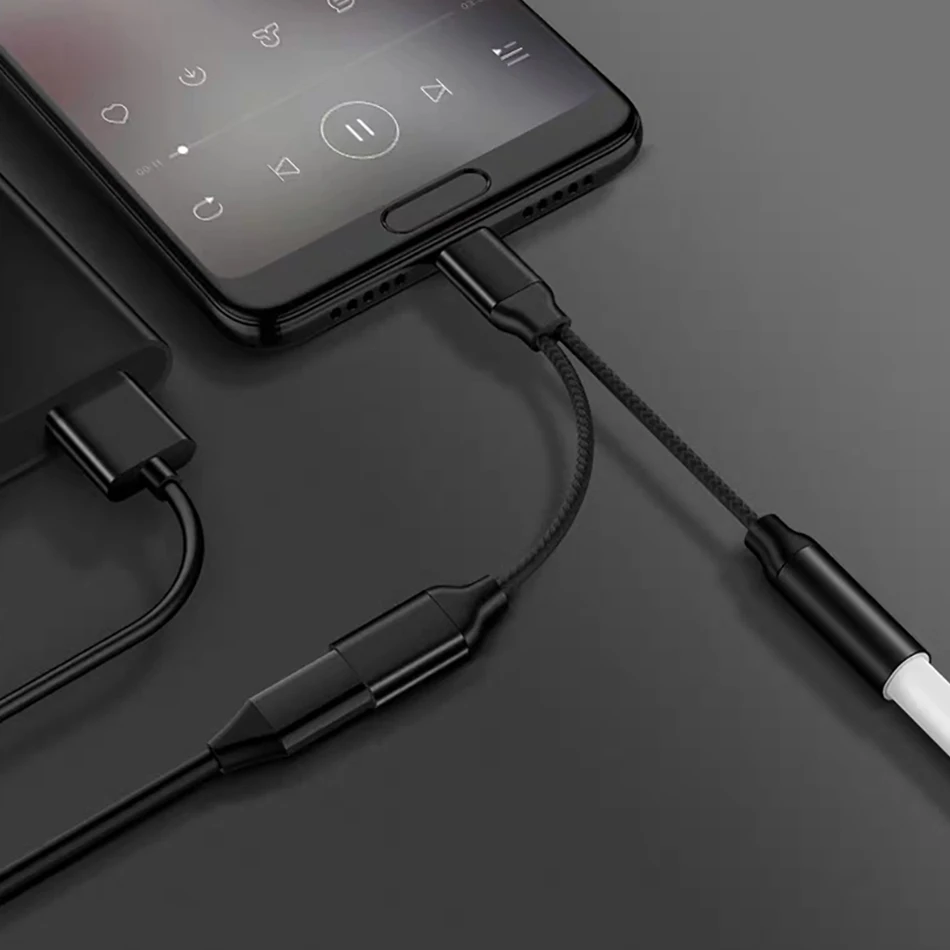 Адаптер для зарядки наушников ACCEZZ usb type C для huawei mate RS Xiaomi 6 8 Mix2S 3,5 мм разъем для наушников Aux прослушивание зарядки адаптер