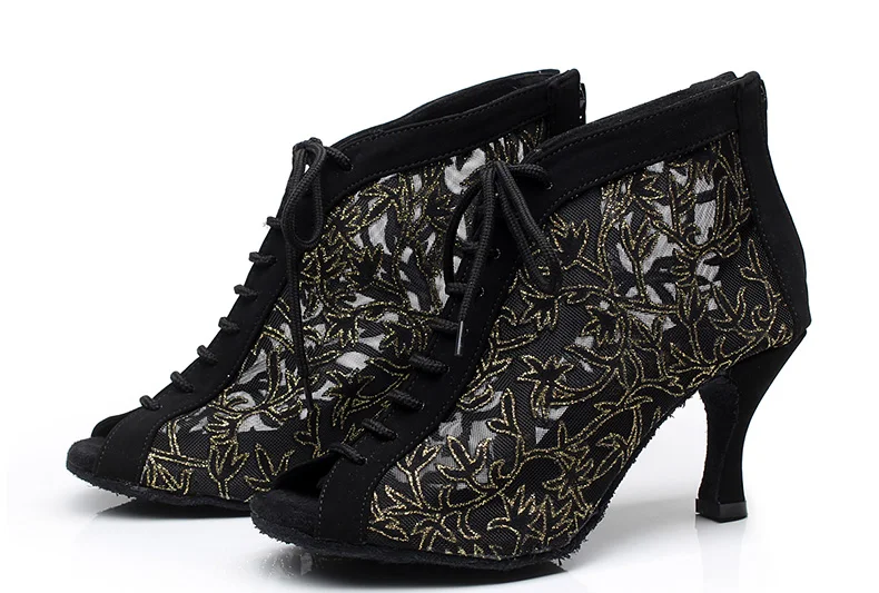 Dance Shoes Women's Latin Dancing Shoes High-heeled 7.5cm Adjusted Width Boots