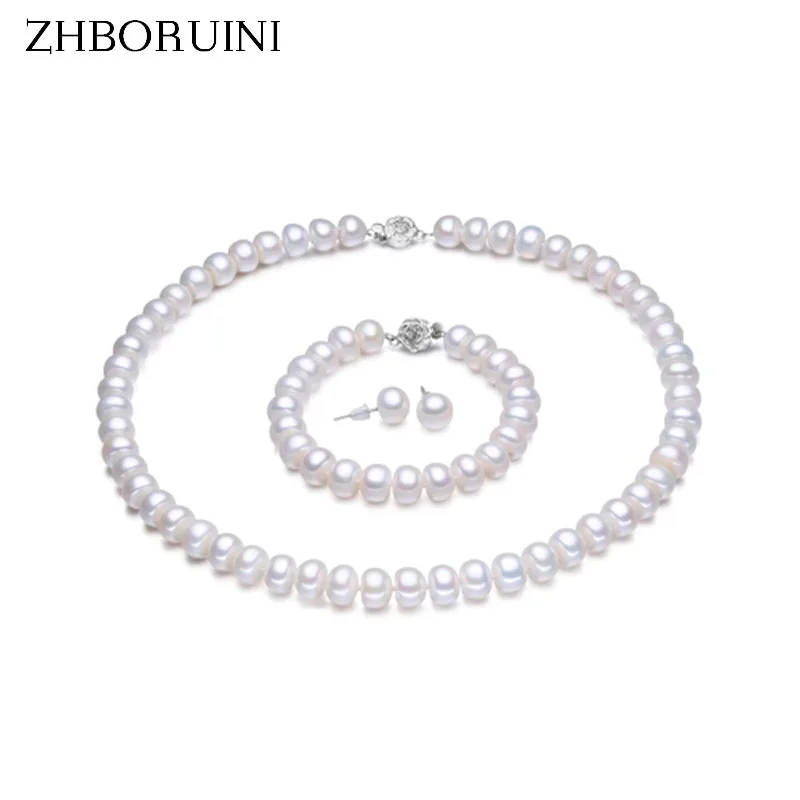 ZHBORUINI Pearl Jewelry Sets 100% Natural Freshwater 925 Sterling Silver Jewelry Pearl Necklace Earrings Bracelet For Women Gift ZHBORUINI Pearl Jewelry Sets 100% Natural Freshwater 925 Sterling Silver Jewelry Pearl Necklace Earrings Bracelet For Women Gift